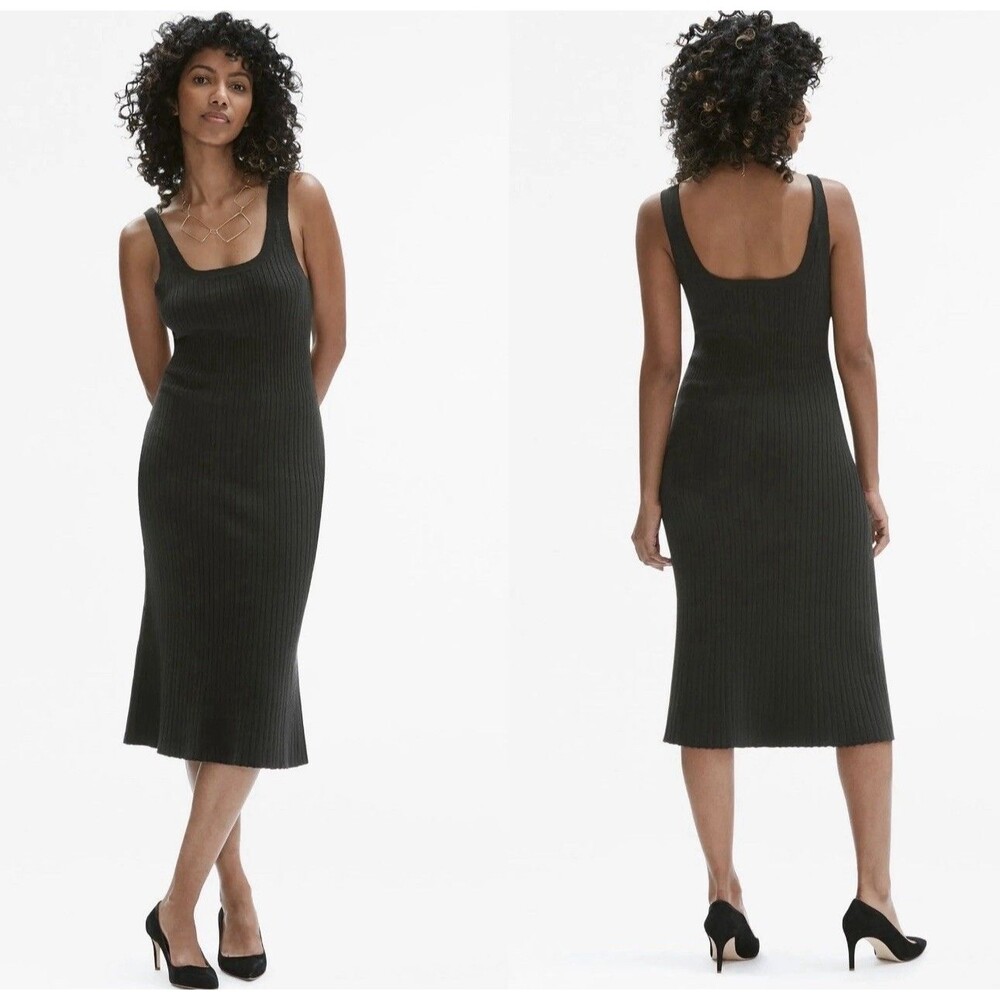 MM Lafleur Masha Rubbed Dress Size Small Black  Wool Blend Stretch LBD